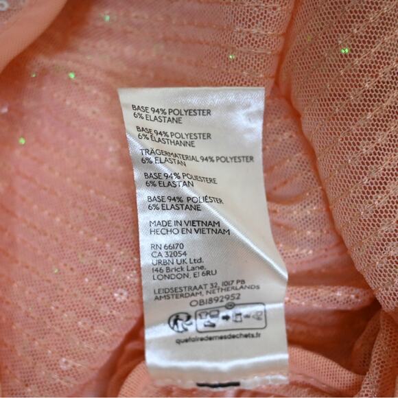 Free People Womens S Unapologetic Sequin Long Sleeve Top in Peach NEW - Picture 12 of 13